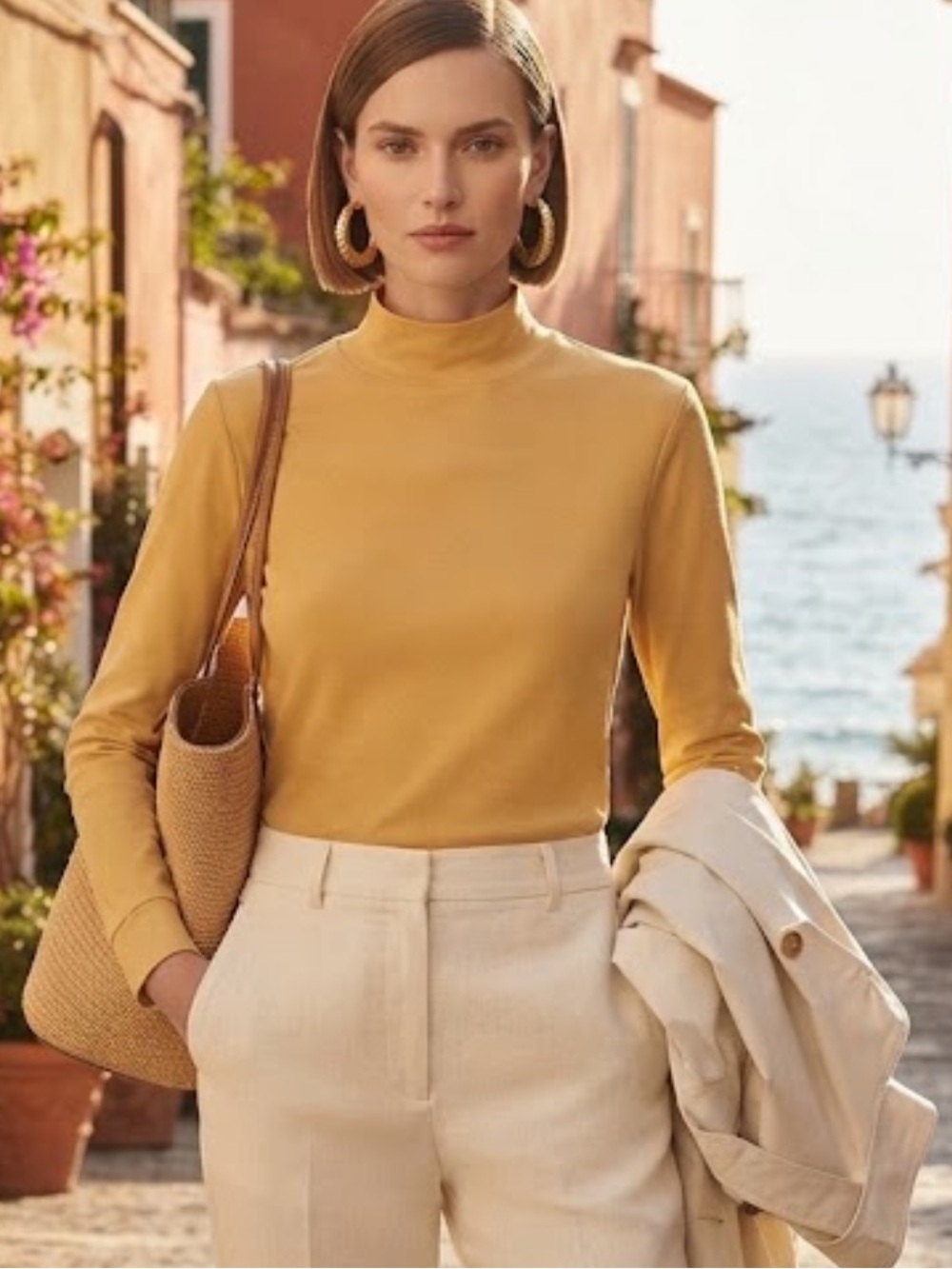 VintageTalbots Yellow 100% Cotton Turtleneck